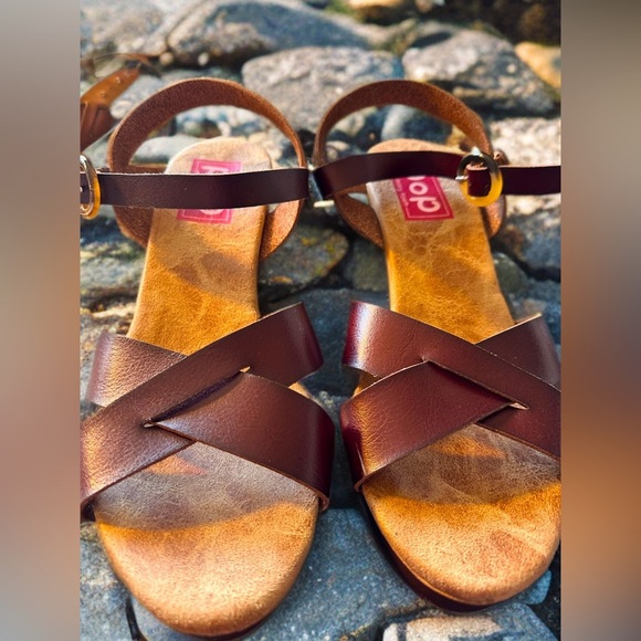 POP Women’s Memory Foam Open Toe Open Back Wedge Heel Sandal Brown Size 9 - Picture 1 of 11